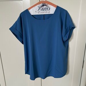 Blue Short Sleeve Blouse